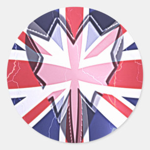 "I Love UK" Kunstdruk Ronde Sticker