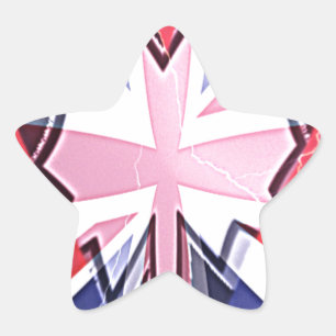 "I Love UK" Kunstdruk Ster Sticker