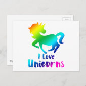 I Love Unicorns Rainbow Design Briefkaart (Voorkant / Achterkant)