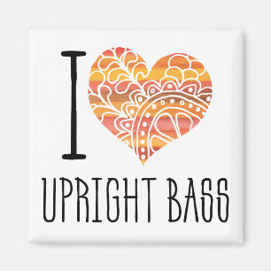 I Love Upright Bass Oranje Mandala Heart Magneet