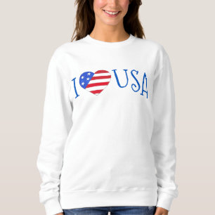 I Love USA Patriotic Juli 4th American Flag Heart Trui