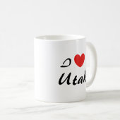 I Love Utah Heart Typography Coffee Mug (Devant droit)
