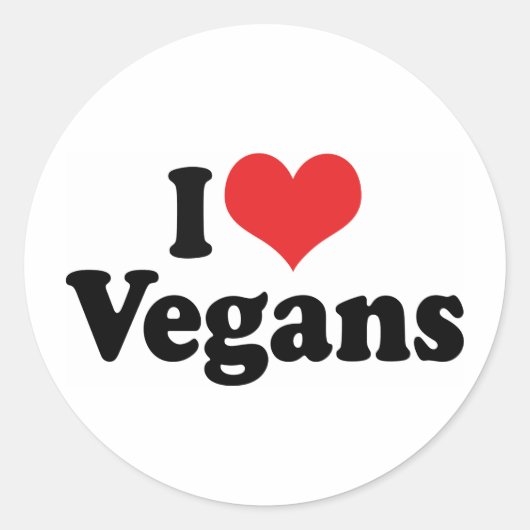 I Love Vegans Ronde Sticker (Voorkant)