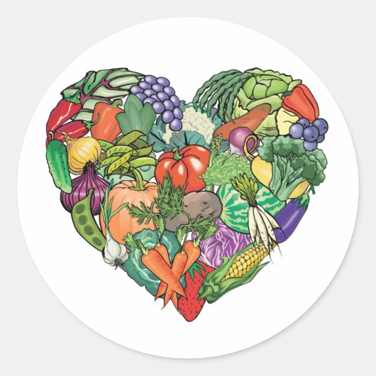 I Love Veggies Ronde Sticker (Voorkant)