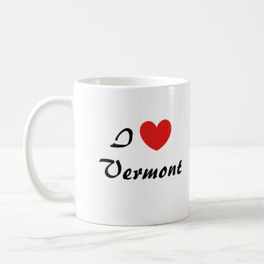 I Love Vermont Heart Typography Coffee Mug (Gauche)