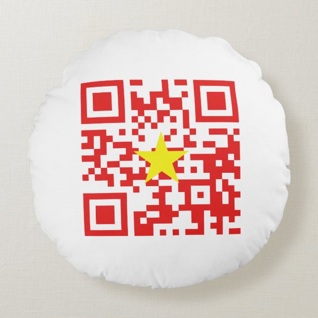 I Love Vietnam (Tôi Yêu Viboyt Nam) Flag QR Code Rond Kussen (Voorkant)