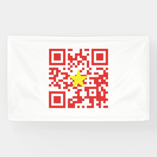 I Love Vietnam (Tôi Yêu Viboyt Nam) Flag QR Code Spandoek (Horizontaal)