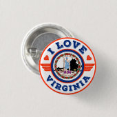 I Love Virginia State Flag and Map Ronde Button 3,2 Cm (Voorkant /achterkant)
