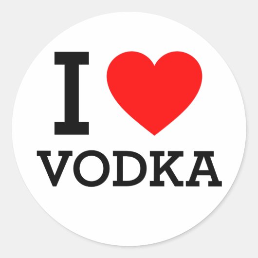 I Love Vodka Ronde Sticker (Voorkant)
