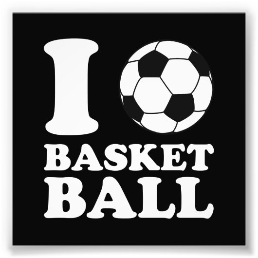 I Love Voetbal Basketball Foto Afdruk (Voorkant)