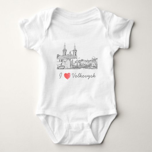 I Love Volkovysk Belarus Architecture Cathedral Romper (Voorkant)