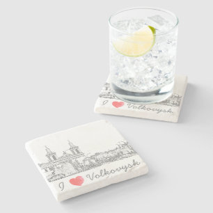 I Love Volkovysk Belarus Architecture Cathedral Stenen Onderzetter