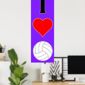 I Love Volleyball / I Heart Volleyball Poster (Bureau à domicile)