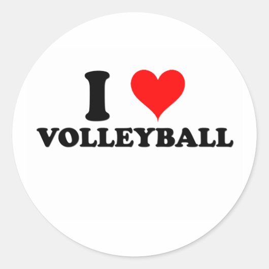 I Love Volleyball Ronde Sticker (Voorkant)