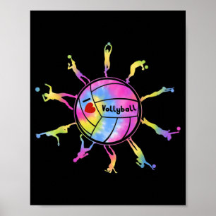I Love Volleyball Sport Tie Dey Volleyball Fans Te Poster
