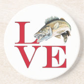 I Love Walleye Zandsteen Onderzetter (Voorkant)