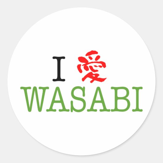 I Love Wasabi Ronde Sticker (Voorkant)