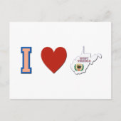 I Love West Virginia Shaped State Flag and Heart Briefkaart (Voorkant)