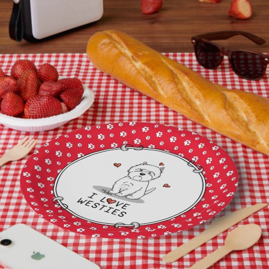 I Love Westies - West Highland White Terriers Cute Papieren Bordje (Picknick)