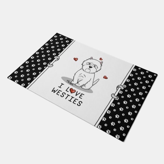 I Love Westies - West Highland White Terriers Deurmat (Schuin)