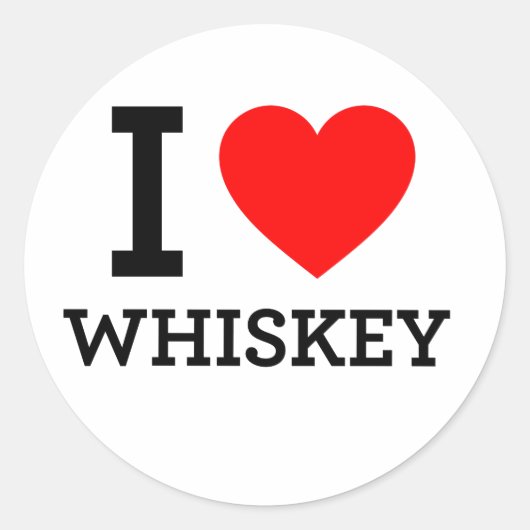 I Love Whiskey Ronde Sticker (Voorkant)