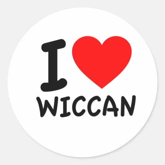 I Love Wiccan Ronde Sticker (Voorkant)
