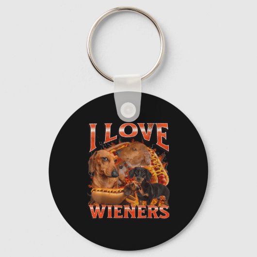 I Love Wieners Funny Offensive Dachshund Bootleg G Sleutelhanger (Voorkant)