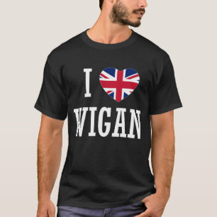 I Love Wigan England Union Jack Flag Heart English T-shirt