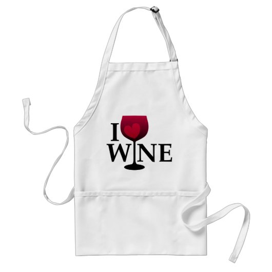 I Love Wine Apron Standaard Schort (Voorkant)