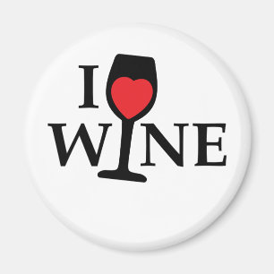i love wine, ik hou van wijn met rood hartje magneet