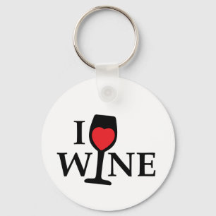 i love wine, ik hou van wijn met rood hartje sleutelhanger