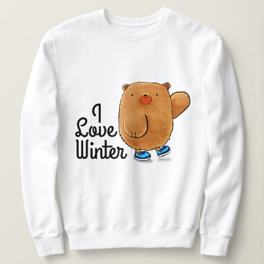 I Love Winter Cute Little Cartoon Bear sweatshirt (Design devant)