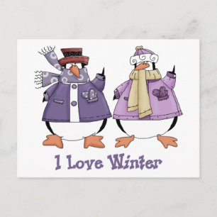I Love WInter Penguin T - shirts and Gifts Briefkaart