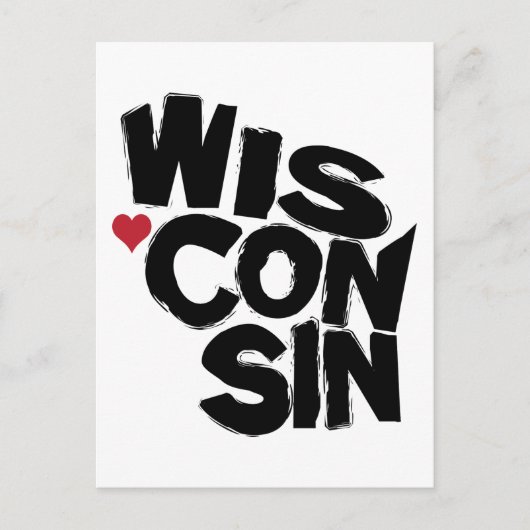 I Love Wisconsin State Map Art Briefkaart (Voorkant)