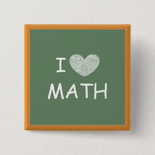 I Love Wiskunde Vierkante Button 5,1 Cm