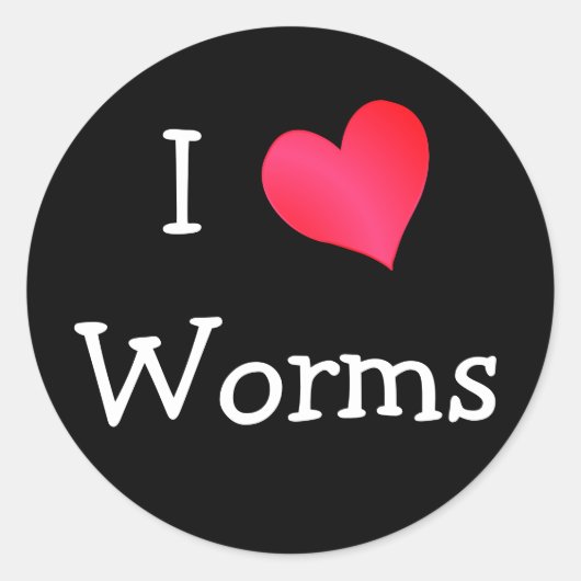 I Love Worms Ronde Sticker (Voorkant)