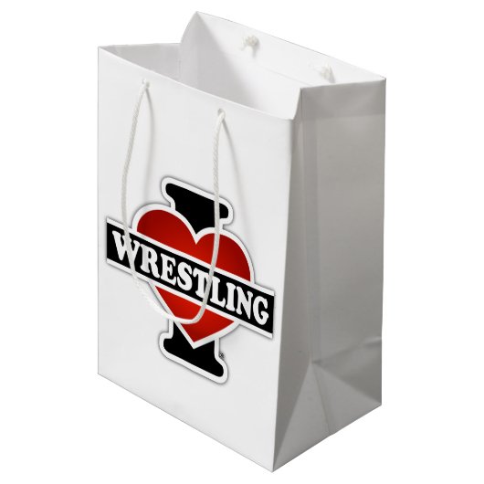 I Love Wrestling Medium Cadeauzakje (Voorkant Gekanteld)