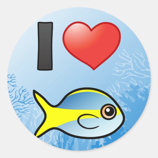 I Love Yellowtail Snapper Ronde Sticker (Voorkant)