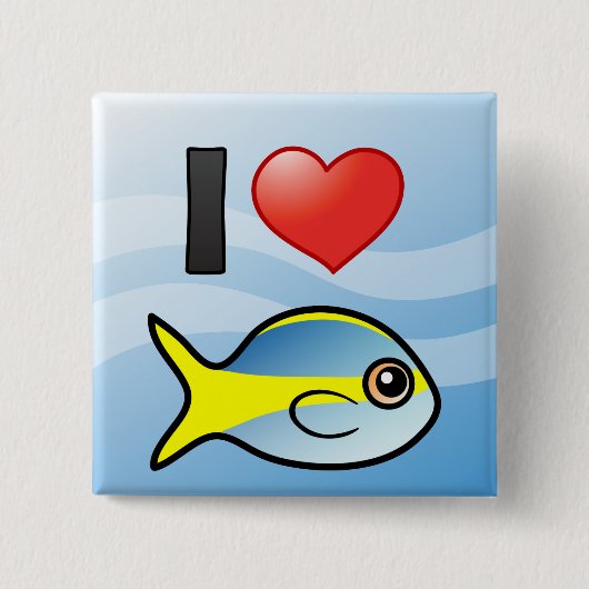 I Love Yellowtail Snapper Vierkante Button 5,1 Cm (Voorkant)