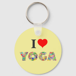 I Love Yoga   I Heart Yoga Colorful Peace Sleutelhanger
