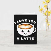 I Love You A Latte Funny Cute Coffee Heart Valenti Kaart (Gele Bloem)