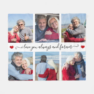 I Love You Always & Forever Modern 6 Photo Collage Fleece Deken