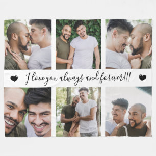 I Love You Always & Forever Modern 6 Photo Collage Fleece Deken