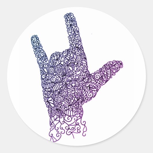 "I Love You" American Sign Language Round Stickers (Voorkant)