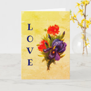 I Love You Blue Iris Flower Art Carte personnalisé