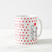 I Love You Coffee Mug Couple Cadeau avec nom perso (Devant droit)