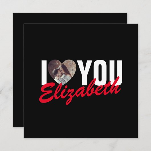 I Love You Custom Foto Hart en Naam Bedankkaart (Voorkant / Achterkant)
