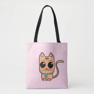 I Love You, Cute Caramel Cat Illustration Art Prin Draagtas