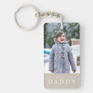 I Love You Daddy Modern Taupe 2 Foto Sleutelhanger