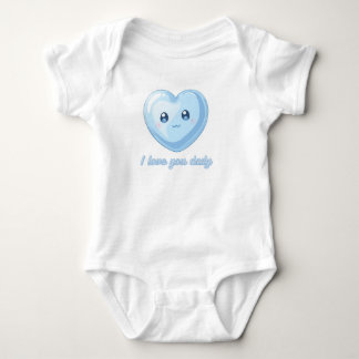 I Love You Daily Baby Bodysuit - Cute Blue Kawaii 